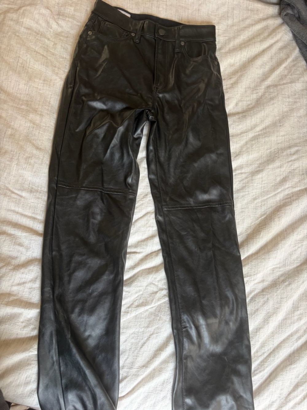 GAP Black Faux Leather Straight Pants